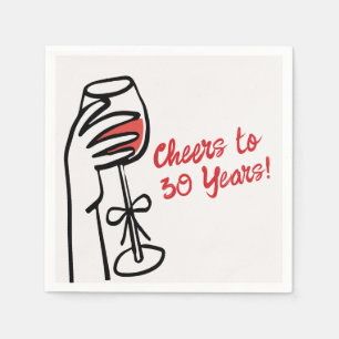 Eenvoudige handgetekende proost op 30 jaar 30e ver servet