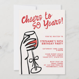 Eenvoudige handgetekende proost op 50 jaar 50e ver kaart