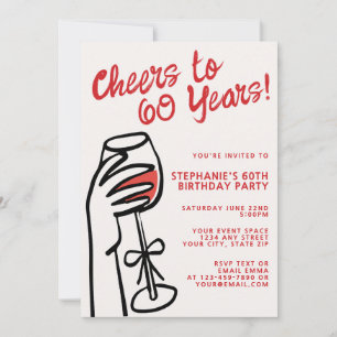 Eenvoudige handgetekende proost op 60 jaar 60e ver kaart