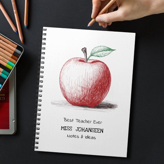 Eenvoudige handgetekende Schattigee Red Apple best Notitieboek