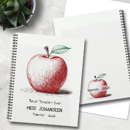 Eenvoudige handgetekende Schattigee Red Apple best Planner