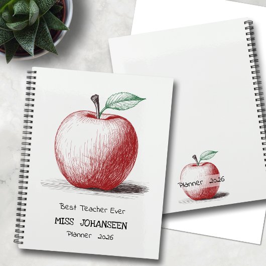 Eenvoudige handgetekende Schattigee Red Apple best Planner