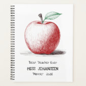 Eenvoudige handgetekende Schattigee Red Apple best Planner (Voorkant)