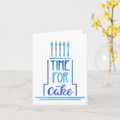 Eenvoudige handgetekende taart Happy Birthday Blue Kaart (Gele Bloem)