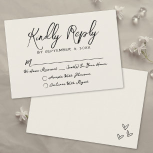 Eenvoudige Handgetekende Vintage Whimsicale Huweli RSVP Kaartje