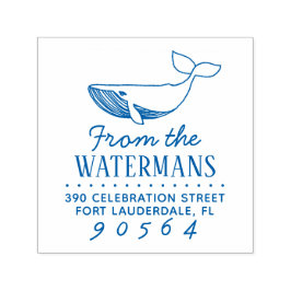 Eenvoudige handgetekende walvis familienaam retour  zelfinktende stempel