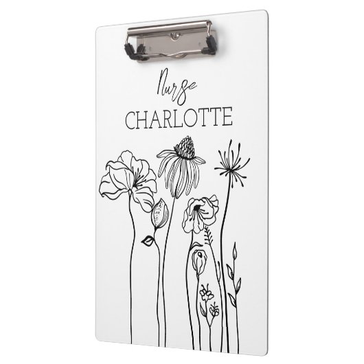 Eenvoudige handgetekende Wildbloemen Aangepaste ve Klembord (Links)
