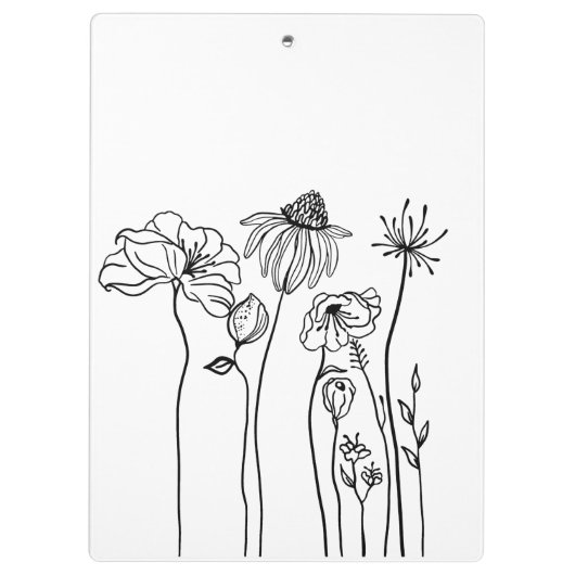 Eenvoudige handgetekende Wildbloemen Aangepaste ve Klembord (Achterkant)