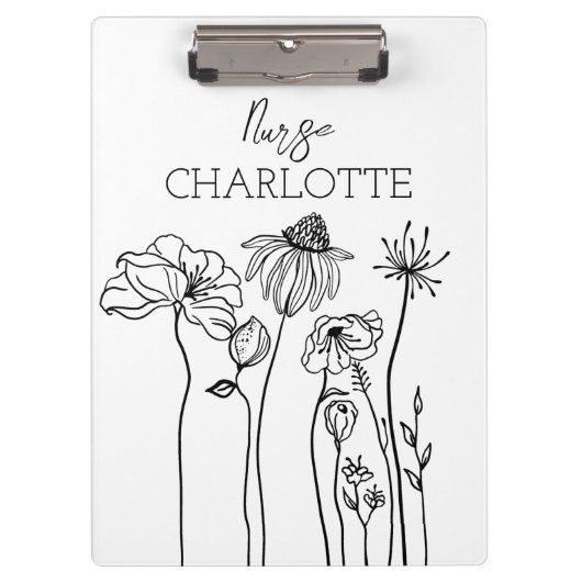 Eenvoudige handgetekende Wildbloemen Aangepaste ve Klembord (Voorkant)