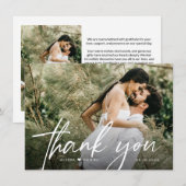 Eenvoudige Handlettering Minimale bruiloft foto Ha Bedankkaart (Voorkant / Achterkant)