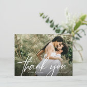 Eenvoudige Handlettering Minimale bruiloft foto Ha Bedankkaart (Staand voorkant)