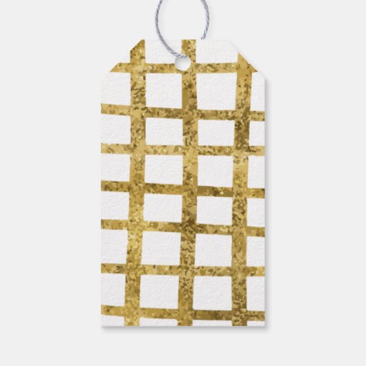 Eenvoudige handmatige goudfaux glitter grid cadeaulabel (Achterkant)