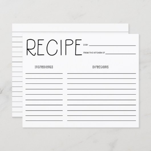 Eenvoudige handmatige Kaart voor het ontvangen van (Voorkant / Achterkant)