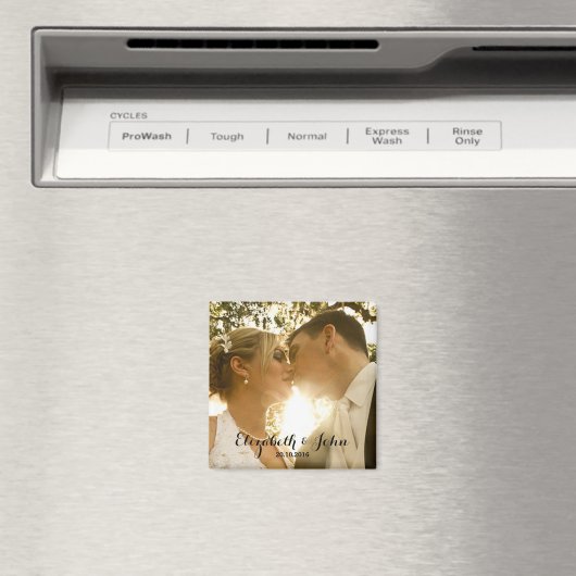 Eenvoudige handschrift bruiloft foto magneet (Insitu (Vaatwasser))