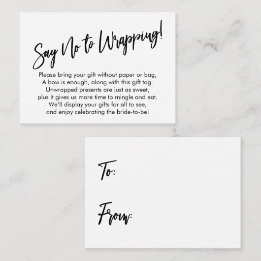 Eenvoudige handschriftenkaart voor beeldscherm met informatiekaartje (Voorkant / Achterkant)