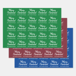 Eenvoudige handschriftstijl "Vrolijke Kerstmis!",  Inpakpapier Vel