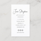 Eenvoudige handtekening Elegant Script Photography Visitekaartje (Achterkant)