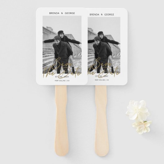 Eenvoudige handtekening minimalistisch foto Opslaa Handwaaier (Voorkant en achterkant)