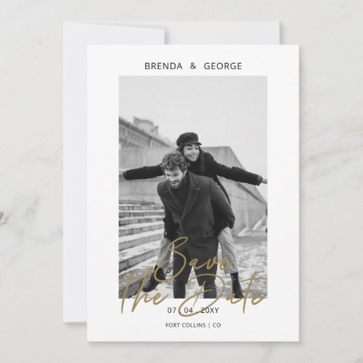 Eenvoudige handtekening minimalistisch foto Opslaa Save The Date (Voorkant)