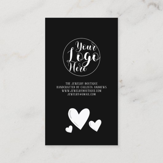 Eenvoudige handtekening script harten orde dank u  visitekaartje (Achterkant)