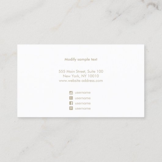 Eenvoudige handtekening script: witte marmer gebor visitekaartje (Achterkant)