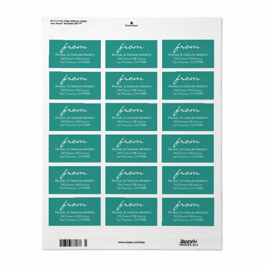 Eenvoudige handtekening - Turquoise Etiket (Full Sheet)