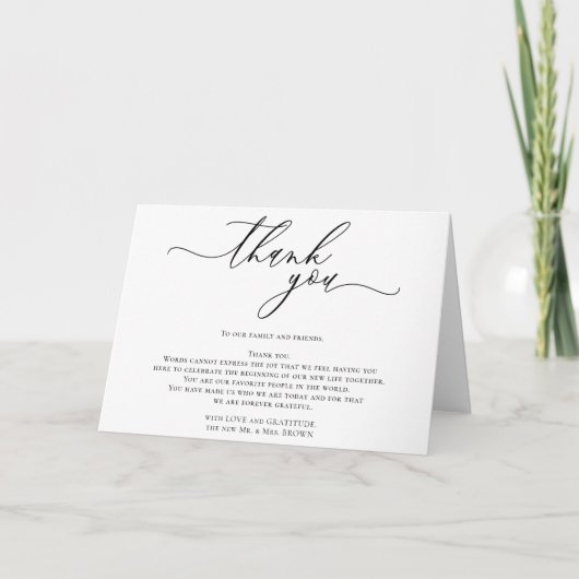 Eenvoudige handtekening Witte aangepaste foto dank Kaart (Voorkant)