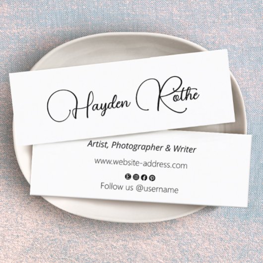 Eenvoudige handtekeningen Manuscript Black en Whit Mini Visitekaartje