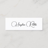 Eenvoudige handtekeningen Manuscript Black en Whit Mini Visitekaartje (Voorkant)
