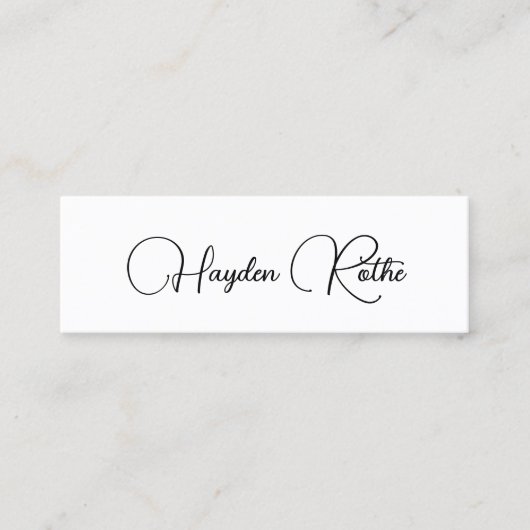 Eenvoudige handtekeningen Manuscript Black en Whit Mini Visitekaartje (Voorkant)
