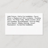 Eenvoudige Handyman Home Services Visitekaartjes (Achterkant)