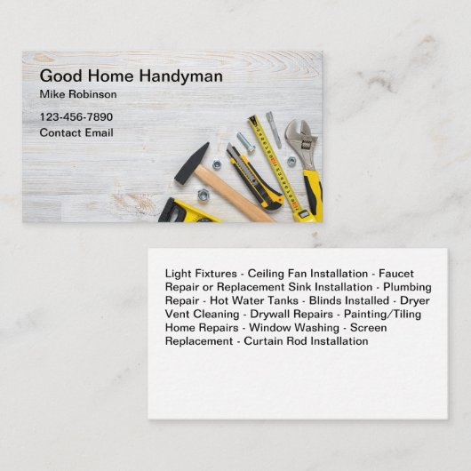 Eenvoudige Handyman Home Services Visitekaartjes (Voorkant / Achterkant)