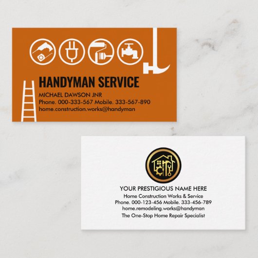 Eenvoudige handyman tools rand visitekaartje (Voorkant / Achterkant)