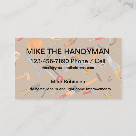 Eenvoudige Handyman Visitekaartjes gereedschap ach (Voorkant)