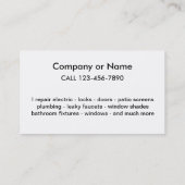Eenvoudige handymansVisitekaartjes Visitekaartje (Achterkant)