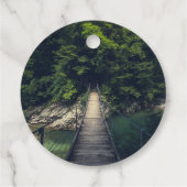 Eenvoudige hangbrug over de Idrijca, handschoen Bedankjes Labels (Achterkant)