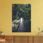 Eenvoudige hangbrug over de Idrijca, handschoen Canvas Afdruk (Insitu (Woonkamer))