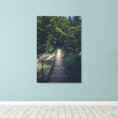 Eenvoudige hangbrug over de Idrijca, handschoen Canvas Afdruk (Insitu (Houten vloer))