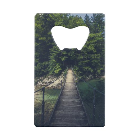 Eenvoudige hangbrug over de Idrijca, handschoen Creditkaart Flessenopener (Voorkant)