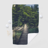 Eenvoudige hangbrug over de Idrijca, handschoen Golfhanddoek (Insitu)