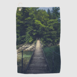 Eenvoudige hangbrug over de Idrijca, handschoen Golfhanddoek