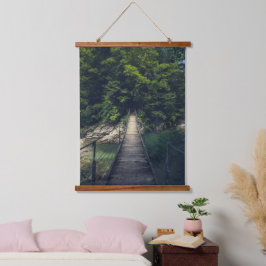 Eenvoudige hangbrug over de Idrijca, handschoen Hangend Wandkleed