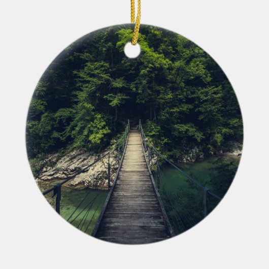 Eenvoudige hangbrug over de Idrijca, handschoen Keramisch Ornament (Voorkant)