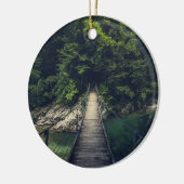 Eenvoudige hangbrug over de Idrijca, handschoen Keramisch Ornament (Links)