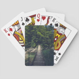 Eenvoudige hangbrug over de Idrijca, handschoen Pokerkaarten