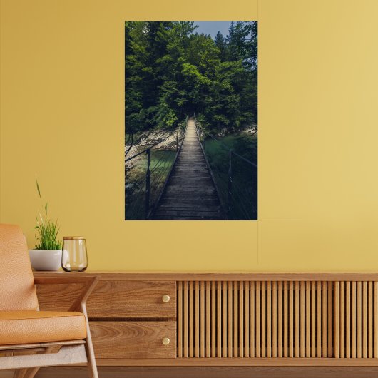 Eenvoudige hangbrug over de Idrijca, handschoen Poster (Woonkamer 2)