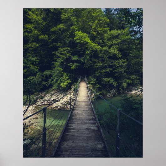 Eenvoudige hangbrug over de Idrijca, handschoen Poster (Voorkant)