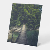 Eenvoudige hangbrug over de Idrijca, handschoen Reclamebord Met Voetstuk (Voorkant)