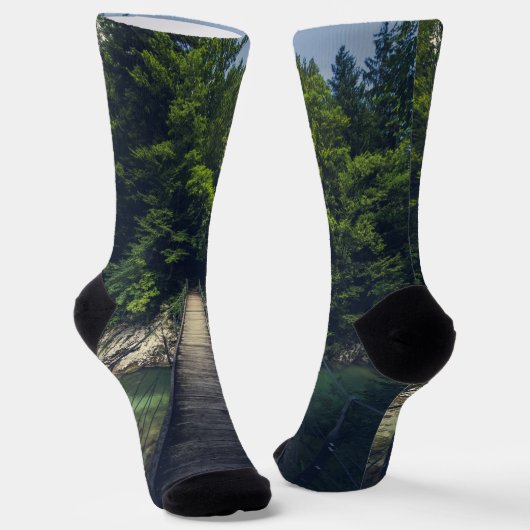 Eenvoudige hangbrug over de Idrijca, handschoen Sokken (Gebogen)