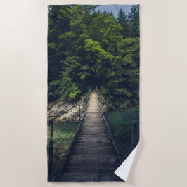 Eenvoudige hangbrug over de Idrijca, handschoen Strandlaken